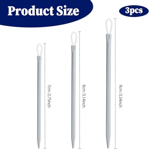 3 Pcs Large-Eyed Nylon Thread Yarn Needles - Rope Threader, Wool Needle, Knitting Needle, Sewing Knitting Needles for Crochet (2.0mm, 2.5mm, 3.0mm)
