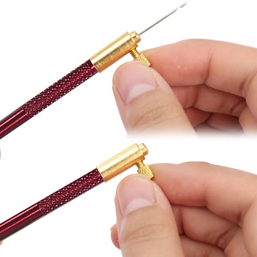 Haomian Tambour Hook with 3 Needles Embroidery Beginner Kit with Needles Scissors, Embroidery Beading Needle Tools Kit Premium DIY Sewing Supplies for Handcraft Enthusiasts Starter Projects