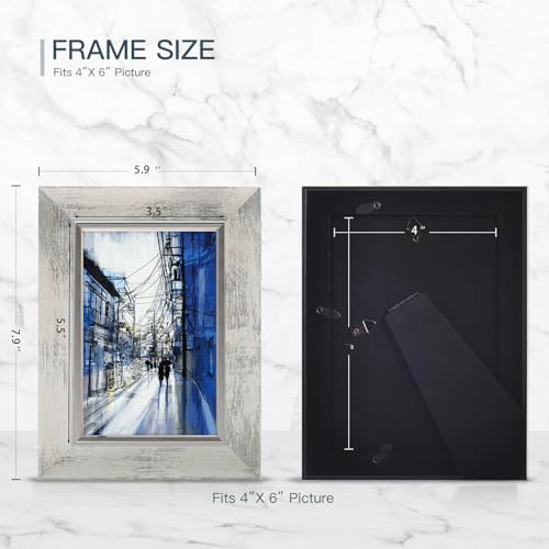 XUANLUO 4x6 Picture Frames Set of 4,Rustic Retro Photo Frame(White) - color: White-4pcs, size: 4×6 inch