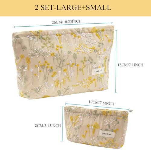 getgto 2 Pcs Makeup Bags, Large Cosmetic Bag Travel Toiletry Bag - color: Yellow