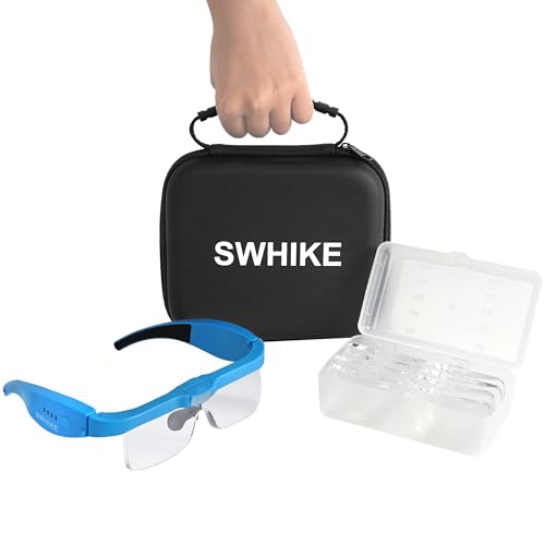 Magnifying Glass with Light Hands Free Magnifying Glasses Headset - color: Blue, size: With Case