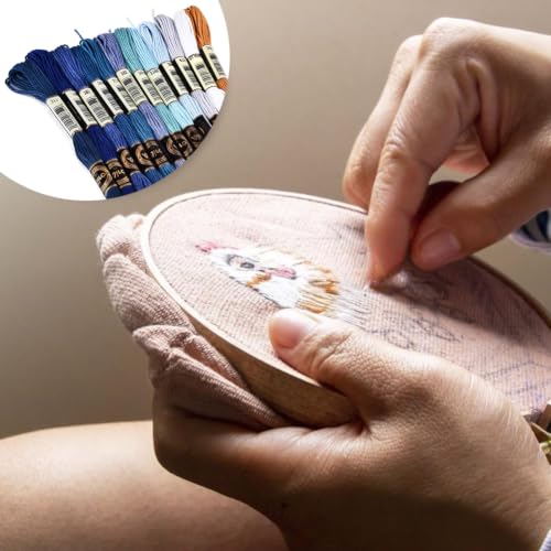 12 Skeins 105 Yards Blue Embroidery Thread Set for DIY Crafts - color: Deep Ocean Blue