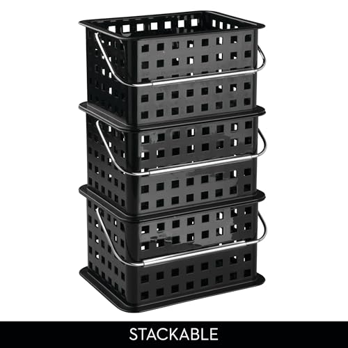 iDesign Plastic Shower Caddy Basket with Handle, Black - color: Black, style: Pack of 1