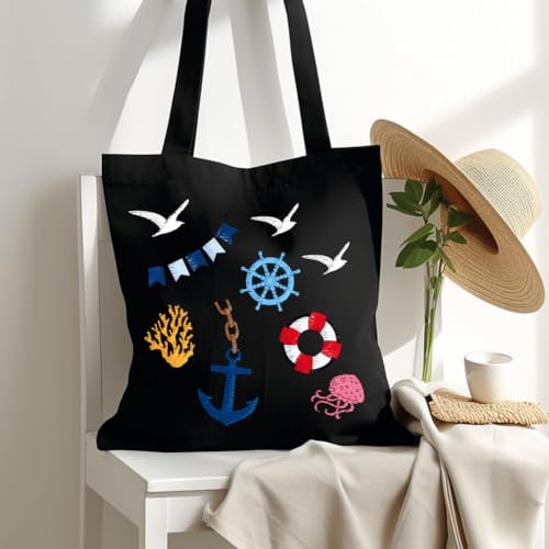 BENECREAT 4Sheets 55Pcs Water Soluble Embroidery, 11.7x8.3inch Summer Ocean Navigation Pattern Transfers Water Soluble Stabilizer for Embroidery Stick and Stitch Embroidery Designs - style: Ocean Navigation