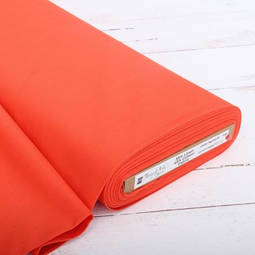 Threadart Carrot Orange Linen Fabric - 3 Yard Cut, 55" Wide - color: Carrot Orange, size: 3 YARDS