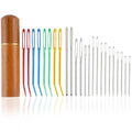 24pcs Large Eye Sewing Needles Kit, Stainless Steel Blunt Darning Needles & Bent Tapestry Needles & Sharp Hand Knitting Needles with Wooden Case,Perfect for Crochet/Darning/Yarn/Embroidery Projects