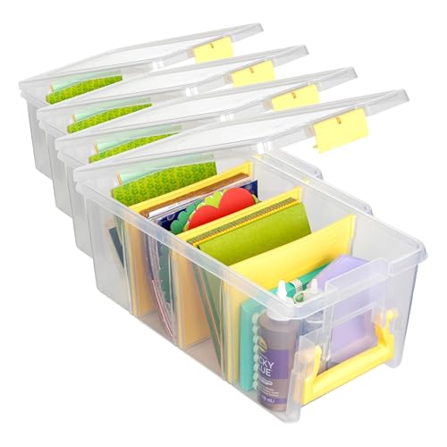ArtBin 6925JY Semi Satchel with Yellow Accents Storage Container, Clear (Pack of 4) - color: Yellow, size: Pack of 4
