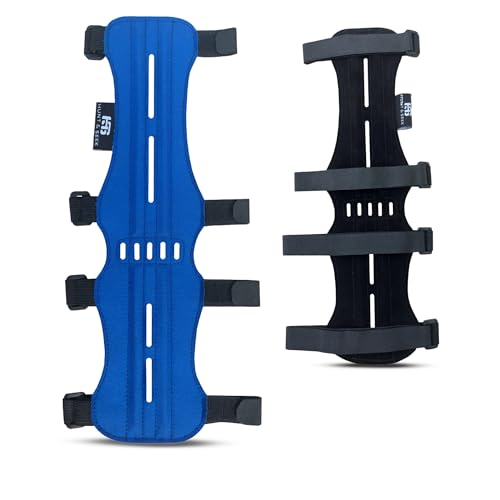 Hunt & Seek Fabric Archery Arm Guard 4 Hook-and-Loop Adjustable Straps Hunting Arm Guard Forearm Wrist Protector Archery Bracer Adult Unisex - color: Blue