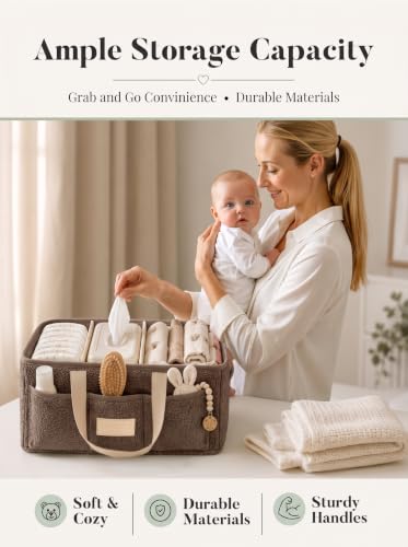 Baby Diaper Caddy Organizer with Waterproof Changing Pad, Taupe - color: 4/ Taupe Diaper Caddy with Changing Pad