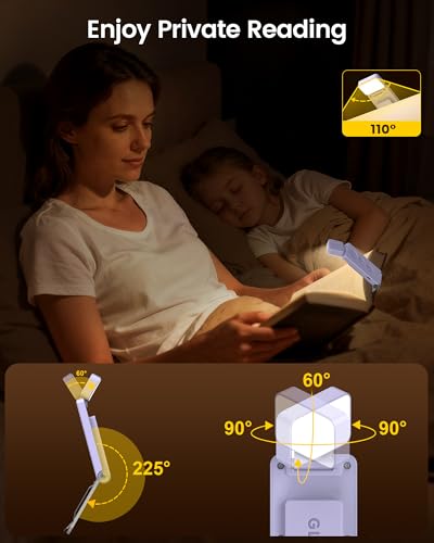 Glocusent Eye-Caring 12 LED Book Light, Compact Rechargeable Reading Light - color: Purple