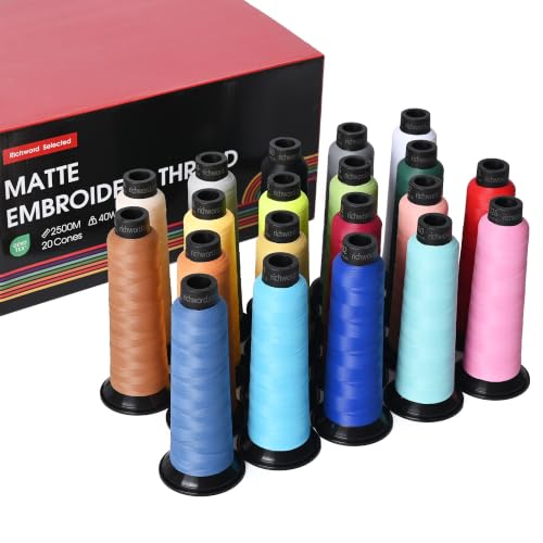 BAI Matte Machine Embroidery Thread 120D/2 40 wt Low Shine 20 Colors - color: 20 colors