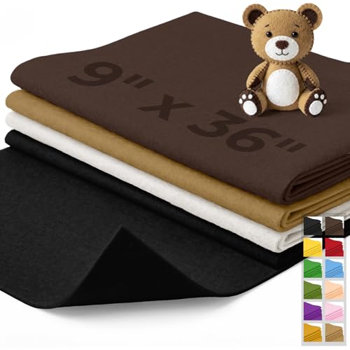 IONTACH 9" X 36" Soft Felt Sheets 1.6mm Thick (4 Packs, Brown Series) - color: Brown Series