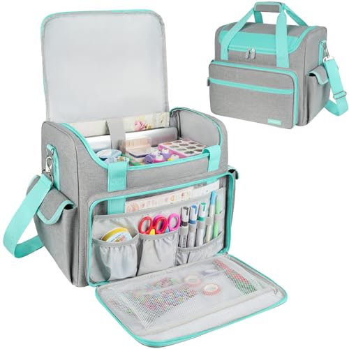 Craft Bag for Scrapbook Supplies, Large Scrapbook Tote with 15.6'' Laptop Sleeve, Art Supply Storage Bag with Multiple Pockets for Scrapbooking Tools, Gray - color: Grey, size: Without Trolley