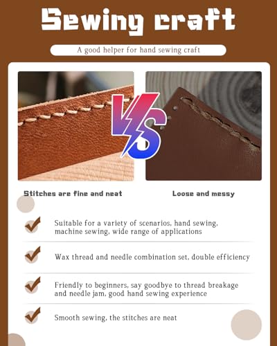 218 Yards Waxed Leather Thread, Upholstery Thread Heavy Duty, Sewing Kit - color: Dark Coffee