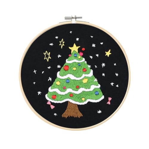 wtisan Christmas Embroidery Kit, Cross Stitch Kits for Beginners, Needlepoint with All Tools & Instructions, Stamped Hand Embroidery Starter Kit for Holiday Crafts & Xmas Home Decor, W16 - color: W16, size: 1 Pack