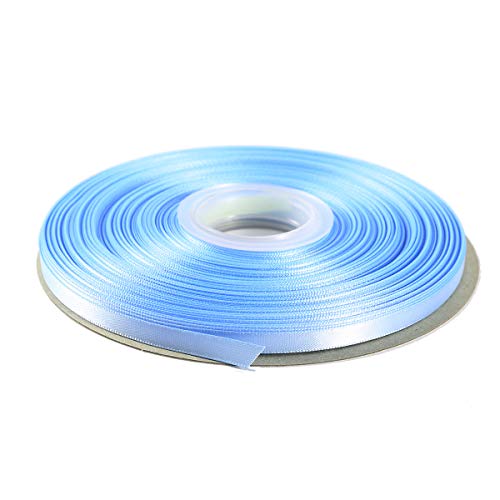 ITIsparkle 1/4" Inch Double Faced Satin Ribbon 50 Yards-Roll Set for Gift Wrapping Scrap Books Party Favor Hair Braids Baby Shower Decoration Floral Arrangement Craft Supplies, Light Blue Ribbon - color: Light Blue