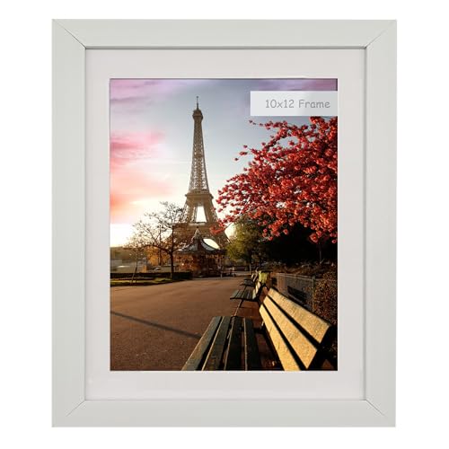 10x12 Photo Frame Gallery Picture frame with 8x10 mat,Freestanding and Wall Mountable,White - color: White, size: 10x12