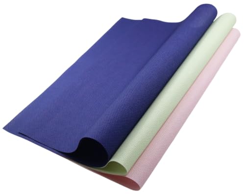 KCS 3 pc of 15" x 18"(38cmx45cm) 18 Count Cross Stitch Cotton Aida Cloth Needlework Rolled Fabric Box,18CT,Royal Blue+Light Green+Pink - color: Royal Blue+light Green+pink, size: 18CT