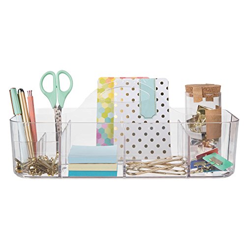iDesign Clarity Cosmetic Organizer Tote for Vanity Cabinet to Hold Makeup, Beauty Products - Clear 14.5" x 7" x 5.75" (Pack of 4) - size: Large (Pack of 4)
