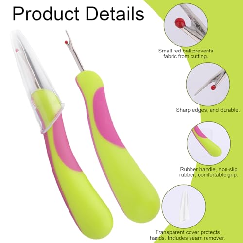 3pcs Seam Ripper, Green Thread Cutter Stitch Remover Tool with Protective Caps for Sewing Knitting Embroidery Quilting Cross Stitching Fabric Crafts Supplies - style: 3 green