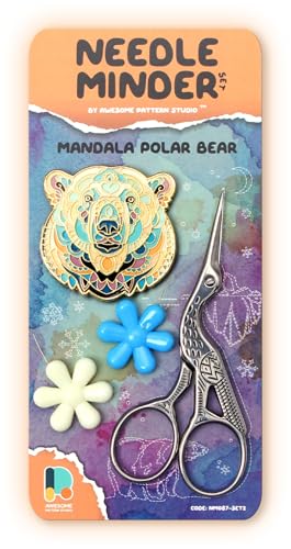 Awesome Pattern Studio Needle Minder Set - Mandala Polar Bear Magnetic Needle Minder. Enamel Pin for Cross Stitch, Embroidery and Craft (Set #2) - color: Set #2