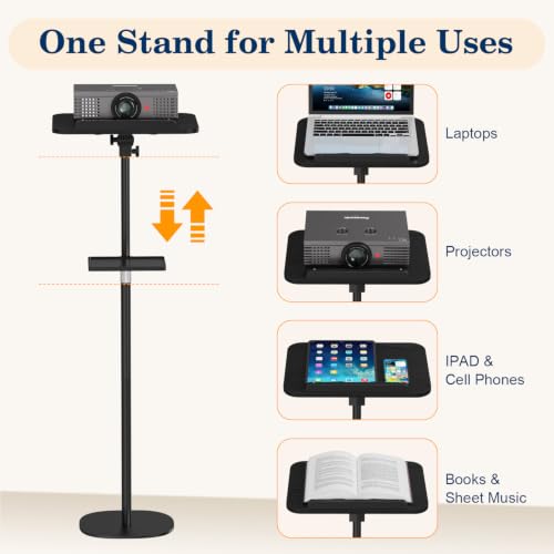 Snughome Floor Book Stand with Tray, Height Adjustment 21"-51", Black - color: Black