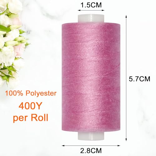 All Purpose Sewing Thread-2 Spools of Hand Polyester Sewing Thread for Sewing Machine for Hand and Machine Sewing(Light Cyclamen Pink, 2 spools) - color: Light Cyclamen Pink