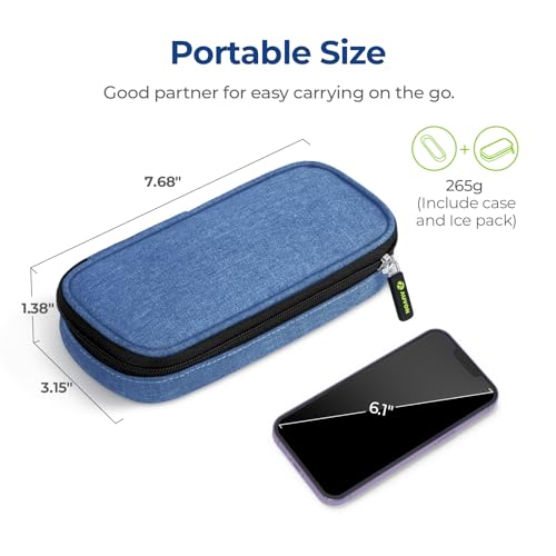 AUVON Lightweight Insulin Cooler Travel Case, 3-Layer Thickened Insulation - color: Blue