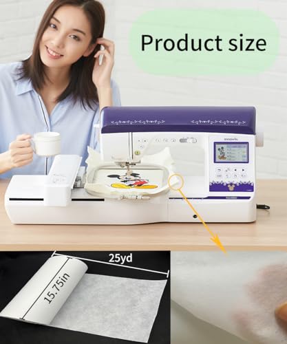 Tear Away White Embroidery Stabilizer Roll 1.8oz Medium Weight 15.75"x25 Yards Pre-Cut Stabilizing Backing ，Backing Fabric Cut into Variable Sizes, for Machine Embroidery and Hand Sewing - size: 15.75"