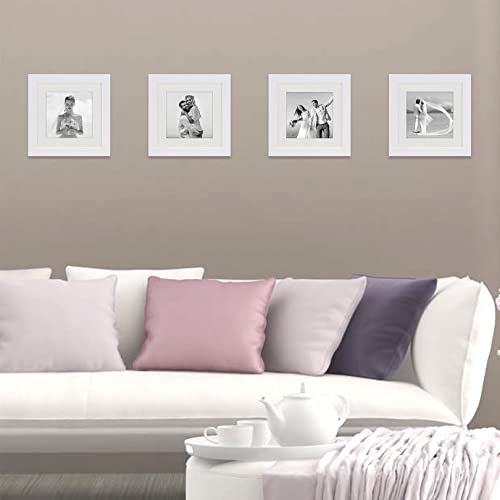 6x6 White Picture Frames Square Classic Natural Wood 6 Pack for Wall Mounting and Tabletop Display - color: White, size: 6x6
