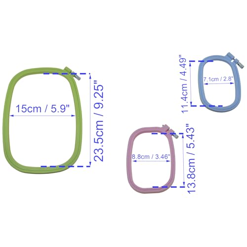 HAJXZH 3 PCS Cross Stitch Frames Plastic Square Embroidery Hoops for DIY Embroidery Projects