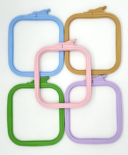 Nurge Square Embroidery Hoop - Plastic Cross Stitch Frame for Needlepoint & Embroidery - Adjustable Craft Hoop - Pink - No:2 (Small) - color: Pink, size: No:2 (Small)