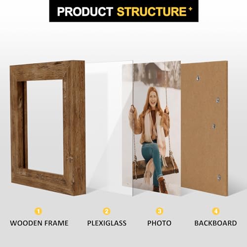 TOFOREVO 4x4 Picture Frames set of 2, Rustic Brown - color: Rustic Wood, size: 4x4