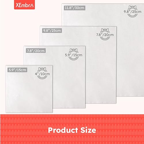 12 PCS White Embroidery Fabric, Pre-Cut Natural Cotton Embroidery Cloth Fabric, 4 Sizes Embroidery Cloth Squares for Embroidery Garment Craft (5.9 to 11.8inch) - color: White, size: 5.9 to 11.8 inch