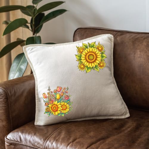 17Pcs Water Soluble Embroidery Patterns Sunflowers 11.7 x 8.3 Inch Embroidery Transfer Paper Sunflower Bouquets Stick and Stitch Wash Away Transfer Stabilizers for Hand Sewing Beginners - color: Sunflower
