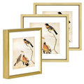 BKABOT 4x4 Brass Metal Photo frames 3 Pack HD Glass Mat 3x3 Wall Table - color: Brass, size: 4x4