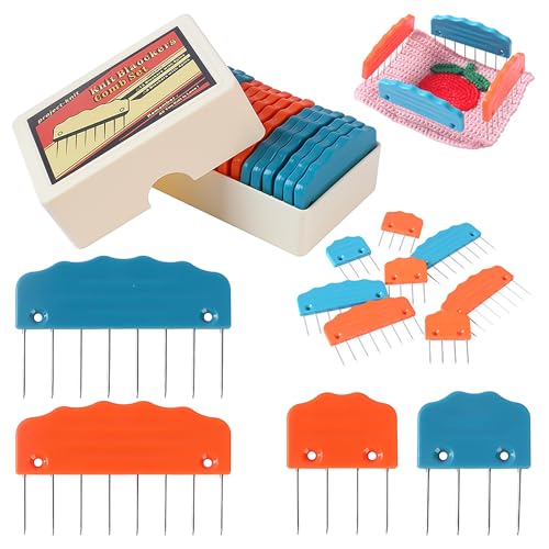 20pcs Knit Blocking Pin Kit, Knit Blockers Combs for Crochet Knitting Blocking Board Mats, Knit Blocking Pins for Crochet Projects Sewing Lace Needlework Projects Tool (Orange Blue) - color: Orange Blue