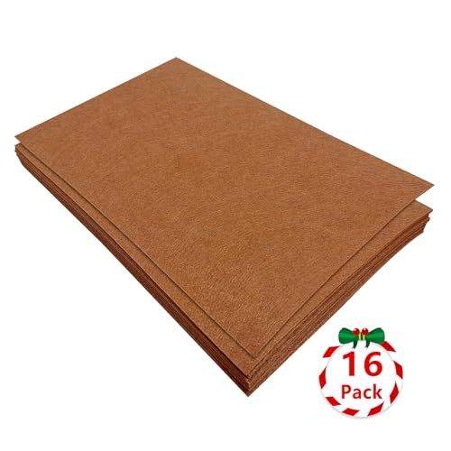 Jtnohx Felt for Crafts, 16 Pcs Felt Fabric, 7"×11.3" Stiff Felt Sheets, Craft Felt Square for Sewing (Brown) - color: Brown