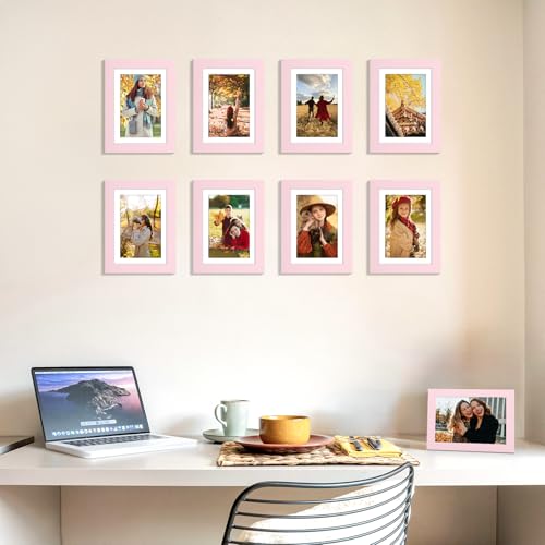 decorUhome 5x7 Picture Frame Fits 4x6 Photos with Mat, Pink - color: Pink, size: 5x7