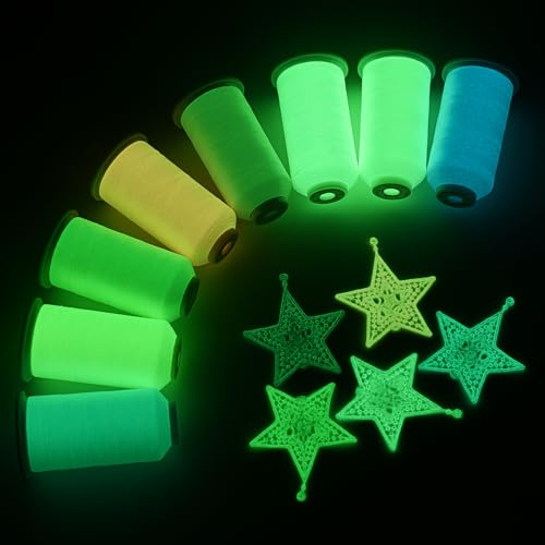 Simthread White Glow in Dark Thread 30WT for Embroidery & Sewing 2500 Yards - color: 30WT White - Green