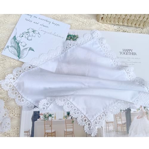 6 Pack of Ladies Embroidery Cotton Handkerchiefs Lace Wedding Hankies - color: B01-8853