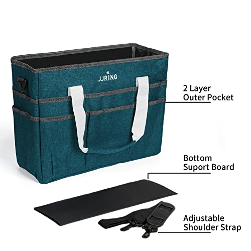 JJRING Craft Organizer Tote Bag Large Art Storage Caddy Bluish Green - color: Bluish Green, size: Large
