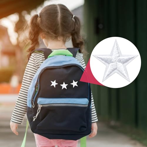 PAGOW 60 Pcs Star Iron on Patch, 1 Inch Sew on Star Embroidered Patches - color: 60 White