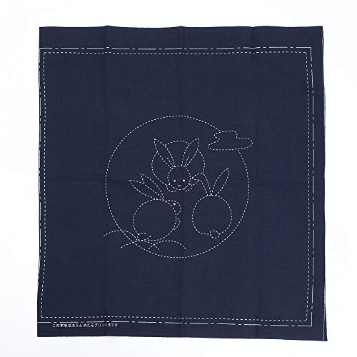 Sashiko kit, Yokota Sashiko Thread and Template Yume Fukin with Original English Manual, Fabric, Japanese Textile (White Thread/Navy Dishcloth 3) - color: White Thread / Navy Dishcloth 3