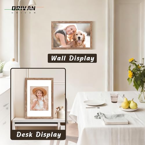 8x12 Picture Frame Wood Display Picture 6x8 with Mat Vintage Brown - color: Brown, size: 8x12