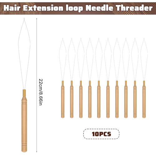 Sibba 10pcs Hair Extension Loop Threader Tools for Link Rings Beads