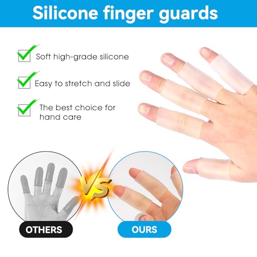 10 Pcs Finger Sleeves Protectors Silicone Finger Protectors Silicone Finger Sleeve Finger Covers Cushions and Protects Gel Rubber Finger Shields Provide Relief for Cracked Finger
