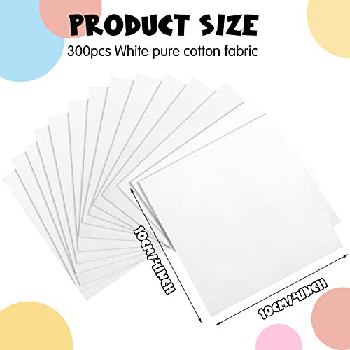 Mixweer 300 Pcs 4 x 4 Inches Cotton Fabric Squares Precut Quilting Fabric Bundles Solid Colors Quilt Material for DIY Craft Sewing Embroidery(White) - color: White