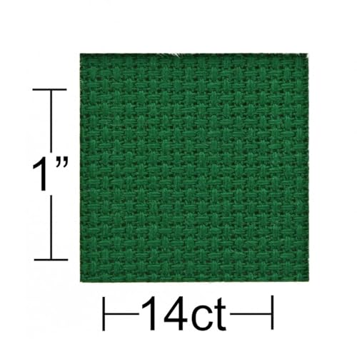 Essentials By Leisure Arts Aida Cloth, 14 Count, Kelly Green Cross Stitch Fabric, Embroidery Fabric, Cross Stitch Supplies for Crafting, Stitching, and Sewing Projects 30X36