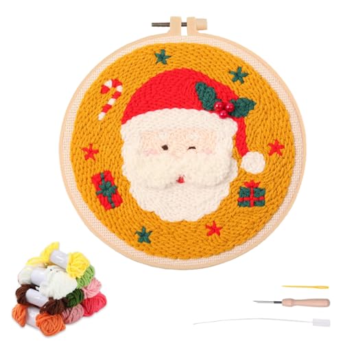 artcici Punch Needle Kit for Beginners with Christmas Santa Claus Pattern Tool and Yarn, Easy Embroidery Rug Hooking Set (Santa Claus) - color: Santa Claus
